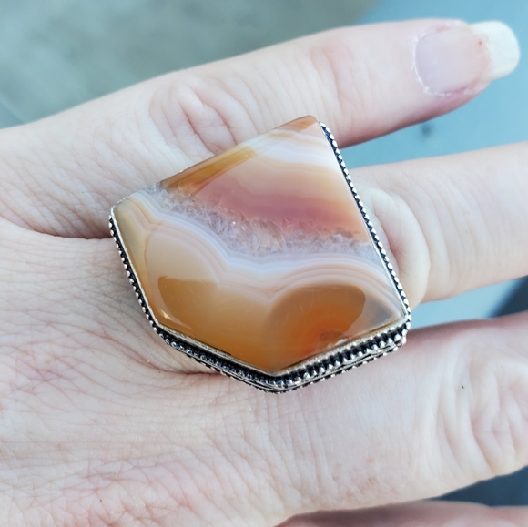 New Botswana Agate 925 Silver Statement Ring. - Picture 9 of 15